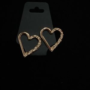 Gold Heart Diamond Earrings